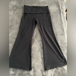 Aerie Black Hi-Rise Flare fold over Leggings